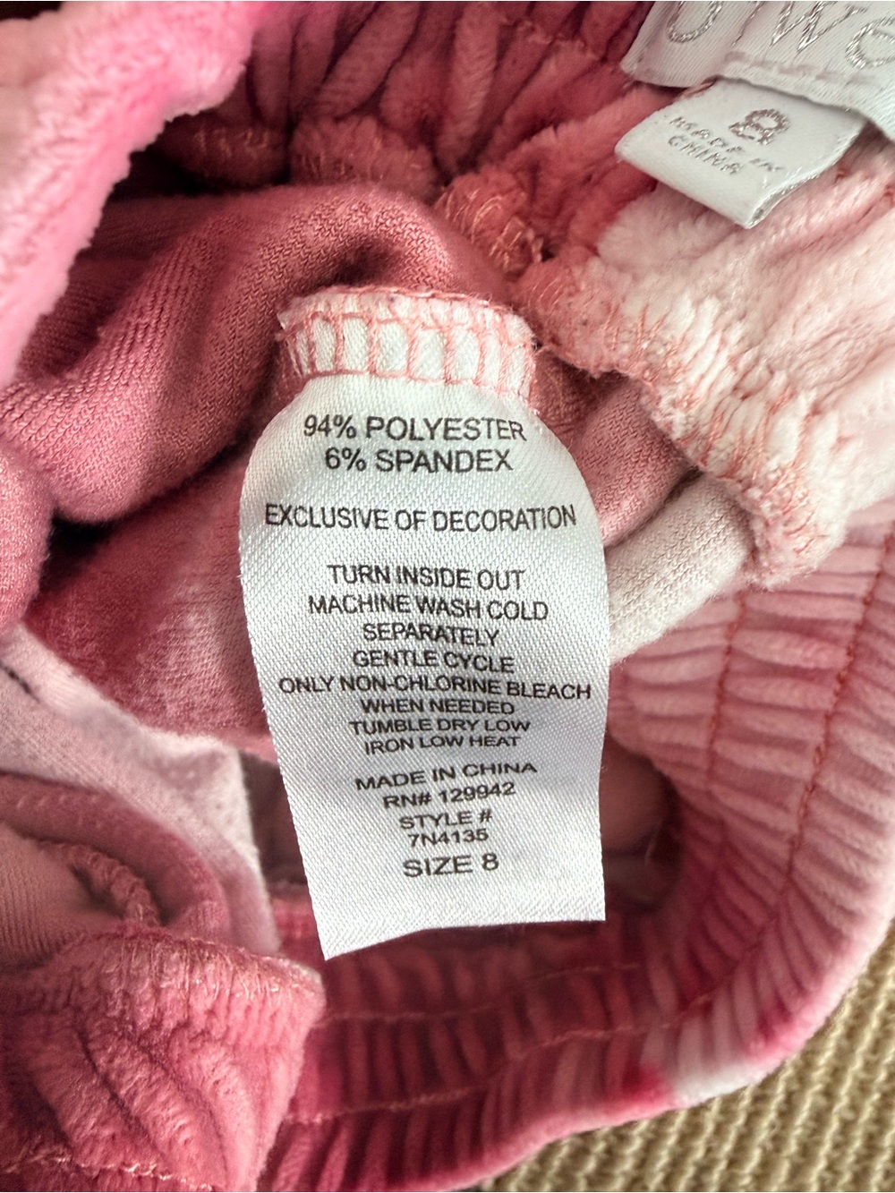 btween Pink Tie-Dye Velour Hoodie with Lace-Up Shoulders - Picture 4 of 4